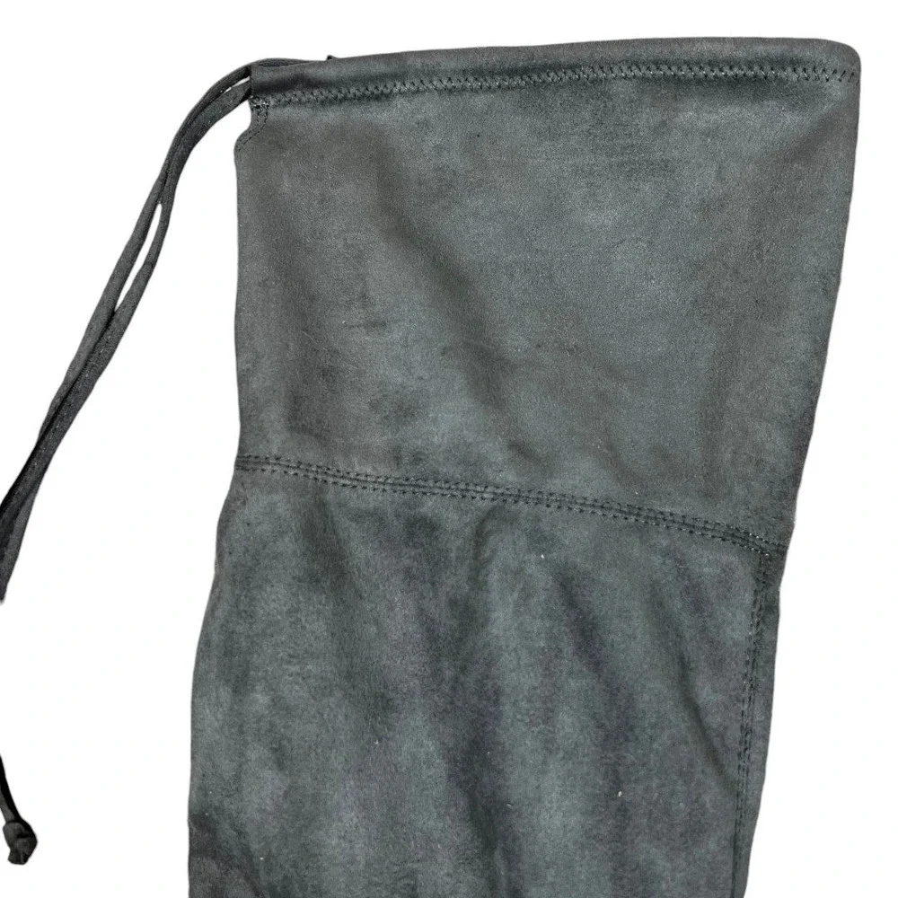 Womens Over The Knee Solid Boots Gray Boho Faux Suede Tie Back Size 8.5